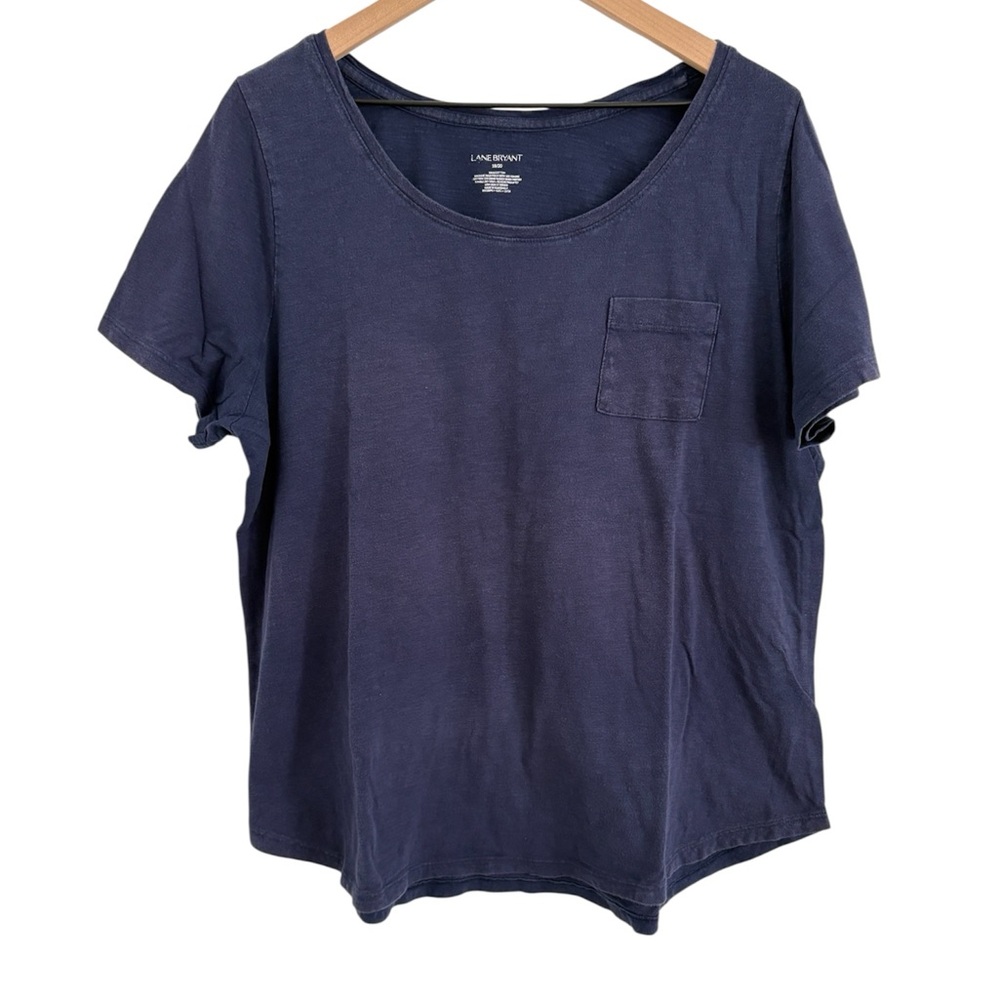 Lane Bryant Navy Blue Scoop Neck Pocket Tee
